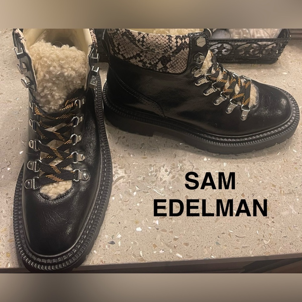Sam Edelman Black and Tan Leather Boots